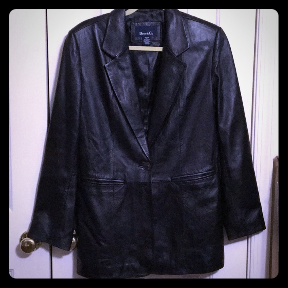 Black Denim & Company leather Blazer / Jacket sz M